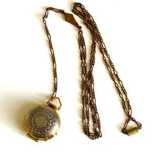 Fabulous vintage fold out locket pendant & art deco chain